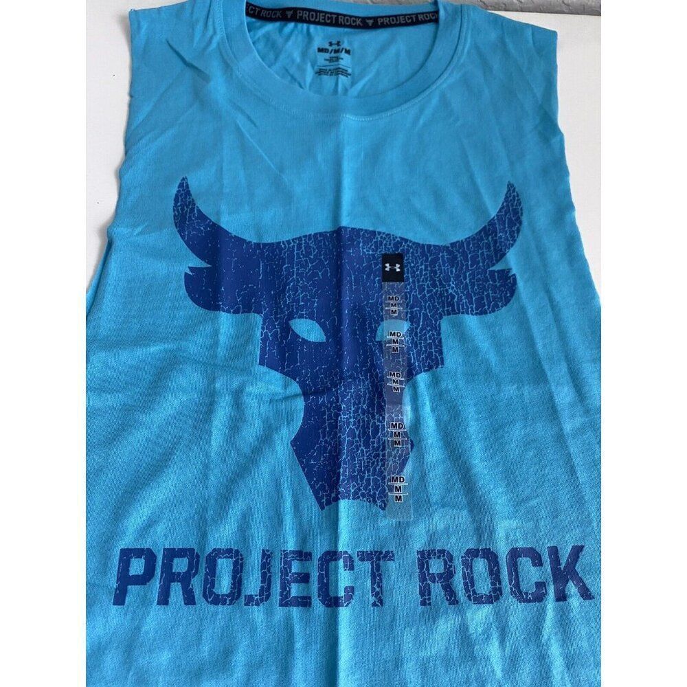 Under Armour UA Project Rock Brahma Bull Muscle Tank Top 1373787-433 Men's Sz M - Picture 2 of 10